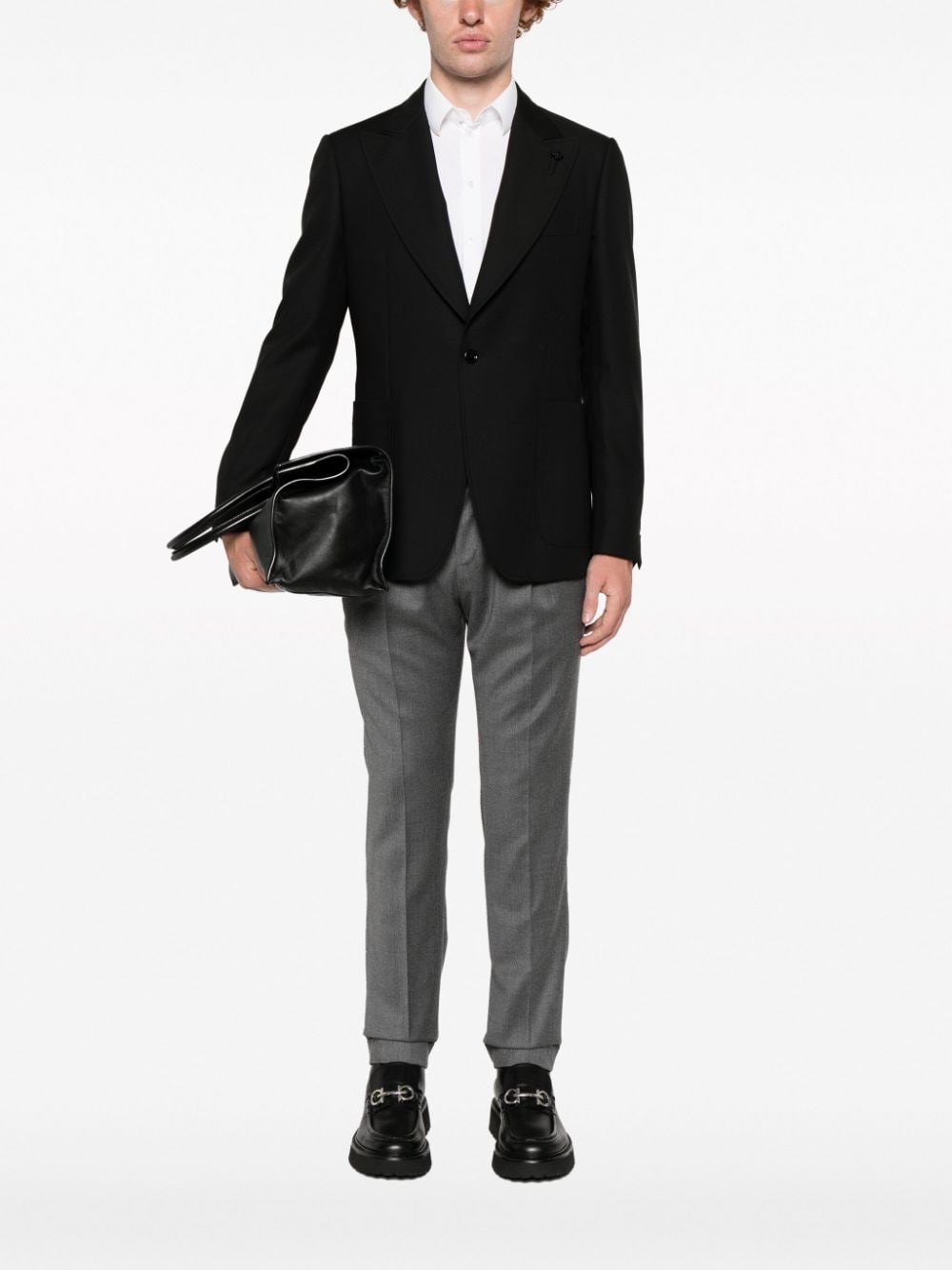 Shop Lardini Single-breasted Tailored Blazer In Black