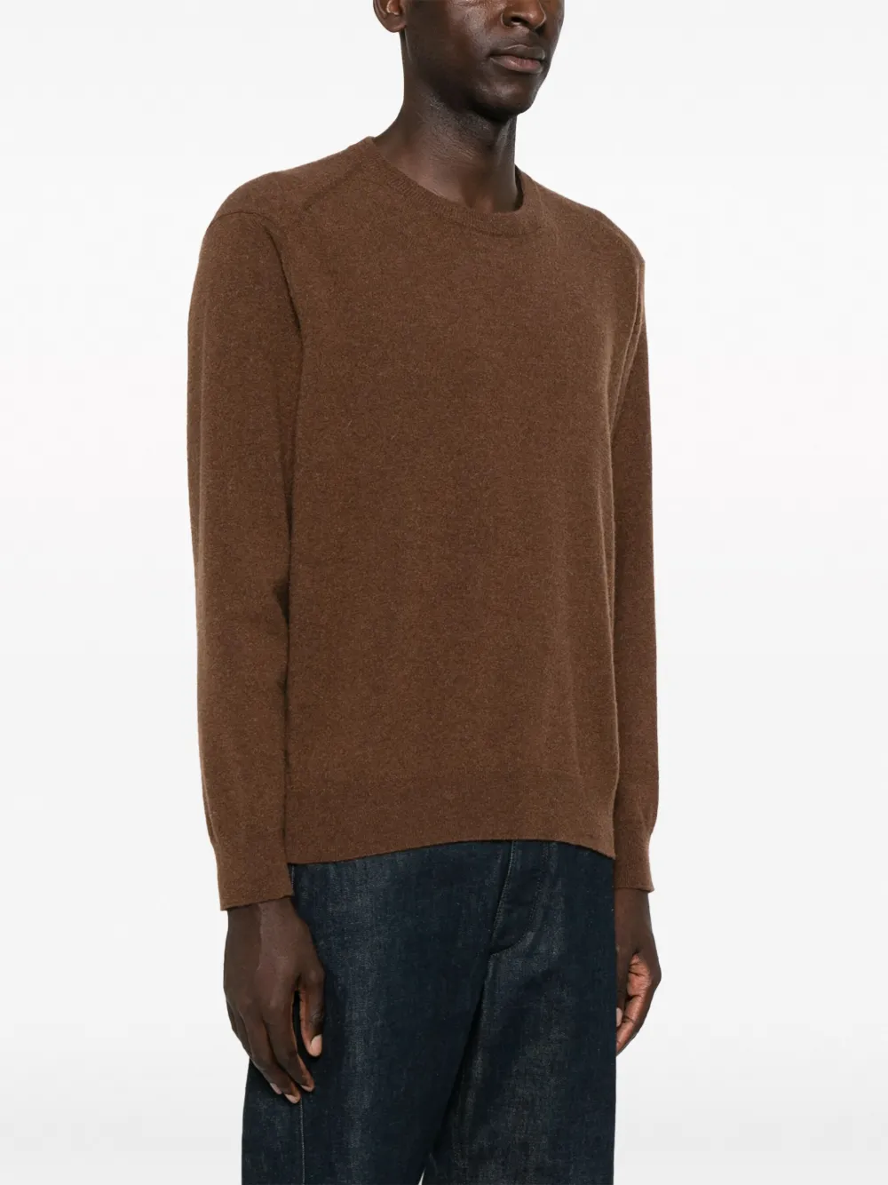 Lemaire Crew-neck Wool Blend Jumper In Brown