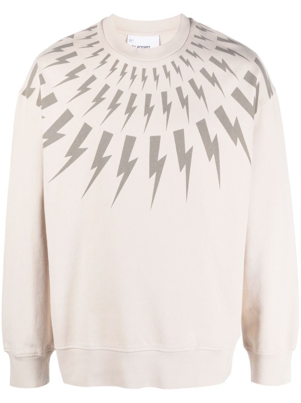Shop Neil Barrett Thunderbolt-print Cotton Sweatshirt In Neutrals