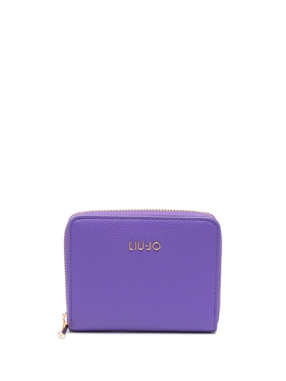 Liu •jo Logo-lettering Faux-leather Wallet In Purple