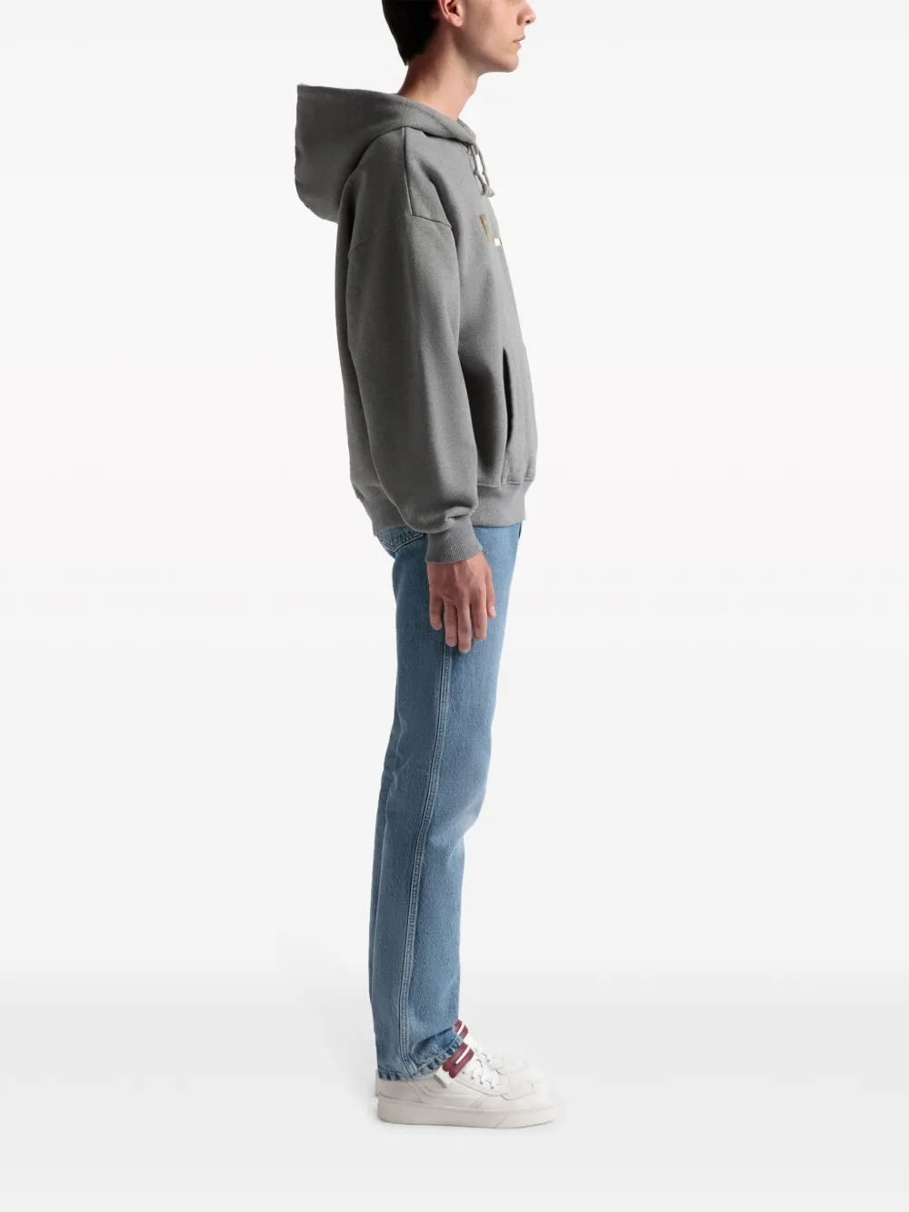 Bally Logo-print Organic Cotton-blend Hoodie In Grey