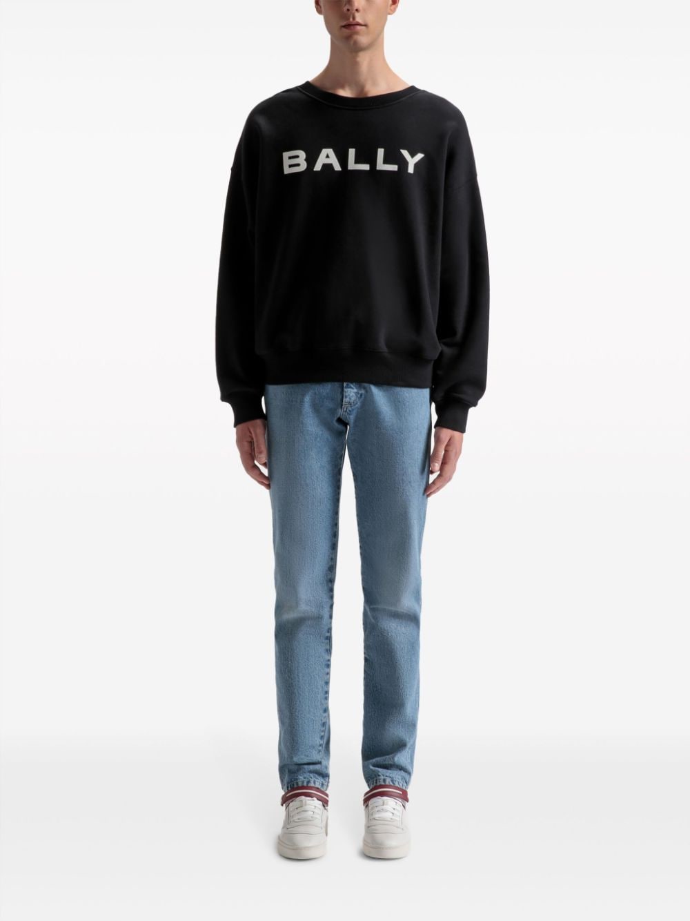 Shop Bally Logo-print Cotton Sweatshirt In Black