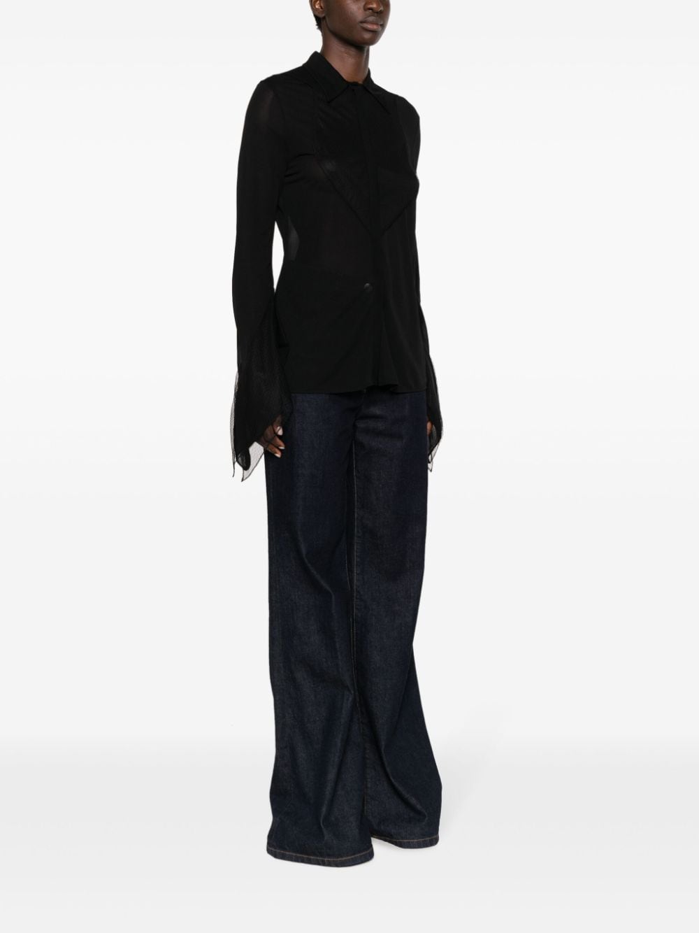 Shop Victoria Beckham Draped Long-sleeve Shirt In Black