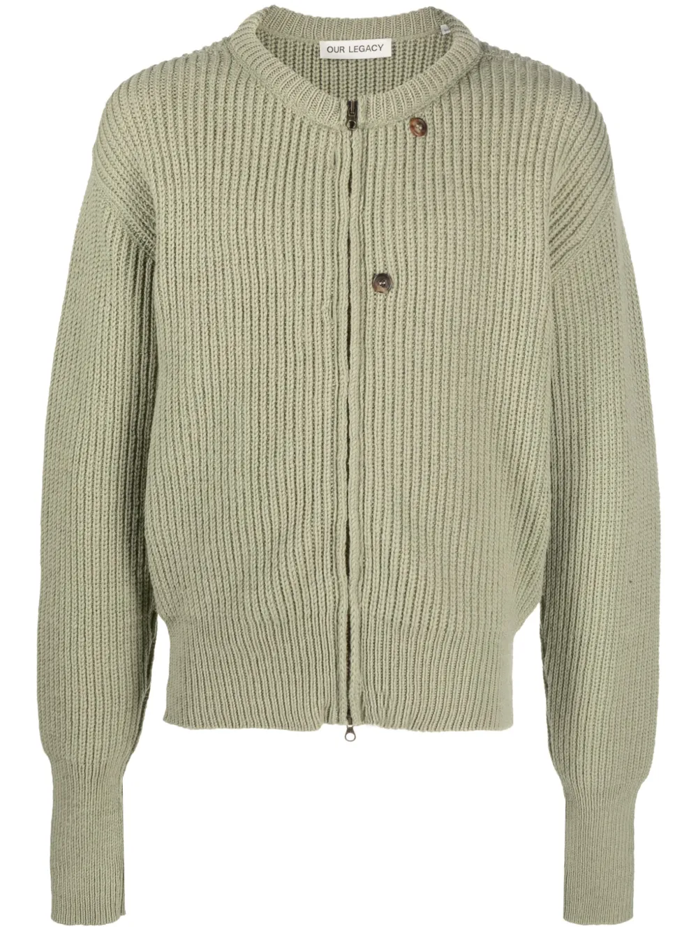 OUR LEGACY ZIP-UP FISHERMAN'S KNIT CARDIGAN