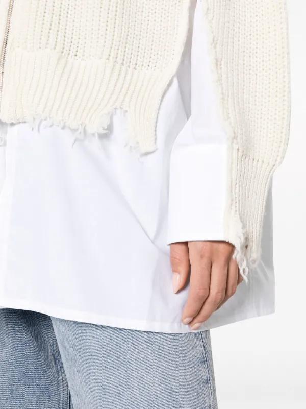 フィットネストップス MM6 MAISON MARGIELA Women Sweater S62AN0142M13124 102 WHITE MM6 Maison Margiela distressed-finish shirt-underlayer