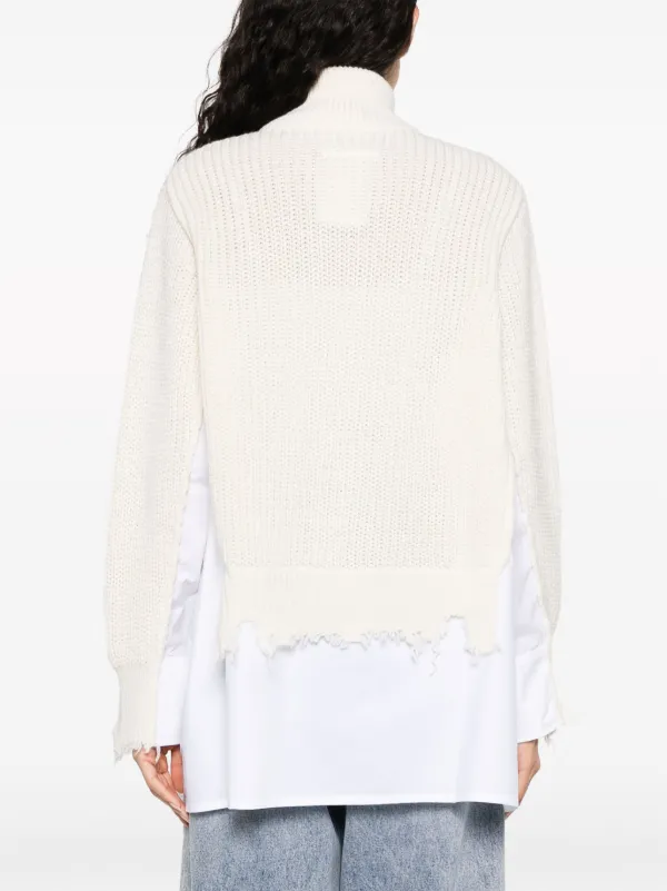 フィットネストップス MM6 MAISON MARGIELA Women Sweater S62AN0142M13124 102 WHITE MM6 Maison Margiela distressed-finish shirt-underlayer