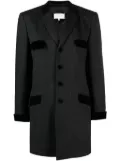 Maison Margiela velvet-trim wool single-breasted coat - Grey