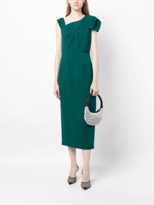 Roland Mouret Asymmetric Sleeveless Midi Dress - Green