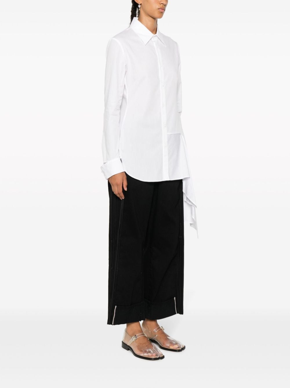 Shop Yohji Yamamoto Asymmetric Cotton Shirt In White
