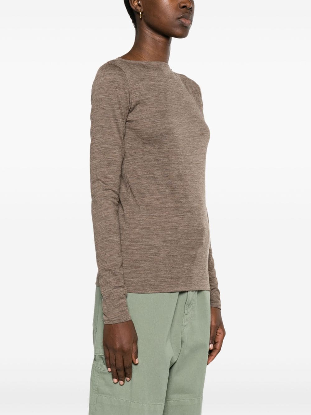 Shop Totême Boat-neck Mélange T-shirt In Brown