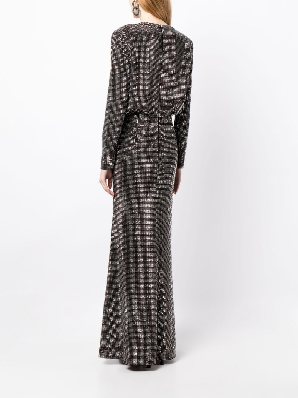 Shop Roland Mouret Crystal-embellished V-neck Maxi Dress In Black
