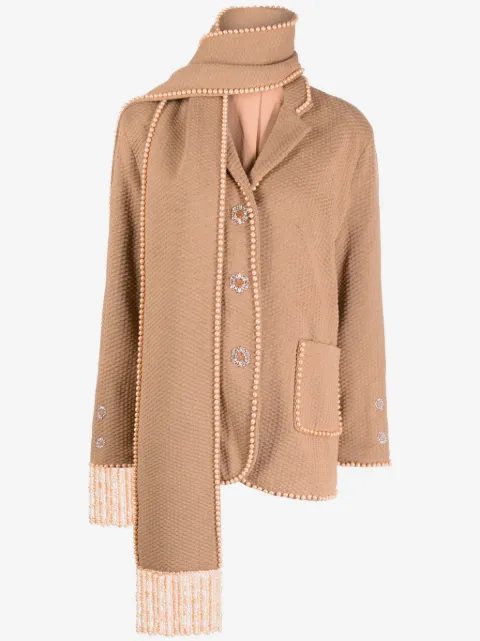 Izaak Azanei pearl-fringe single-breasted jacket