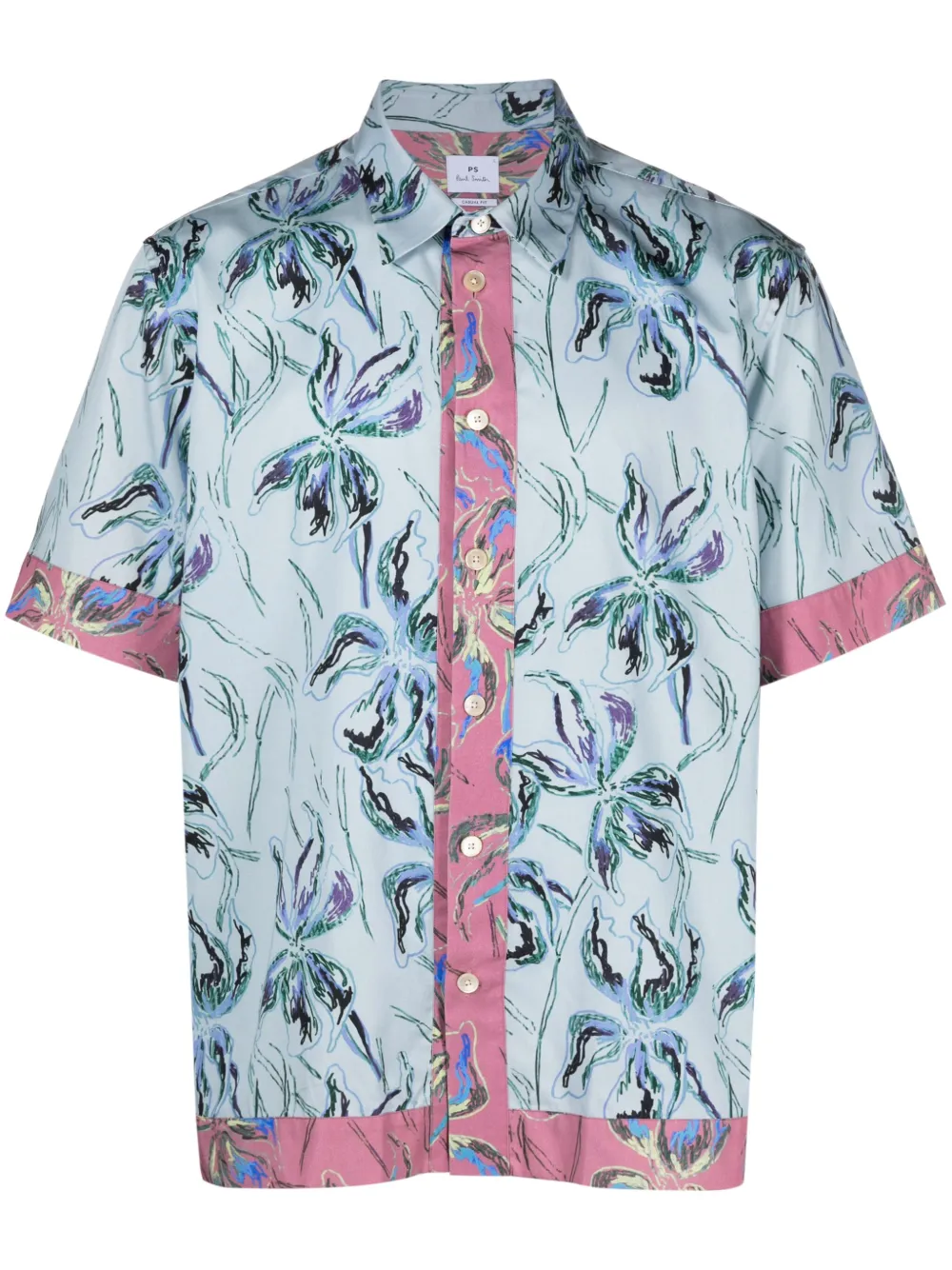 Ps By Paul Smith Floral-print Short-sleeve Shirt In Blue