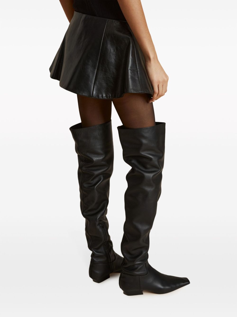 Shop Khaite The Ralfa Leather Miniskirt In Black