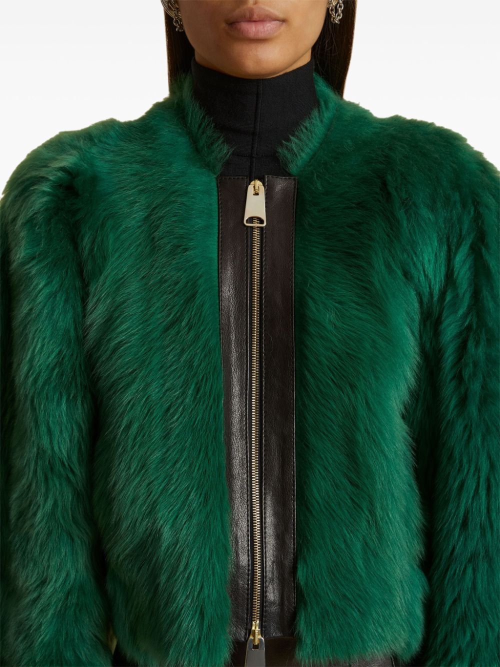 Shop Khaite The Gracell Shearling Jacket In Green