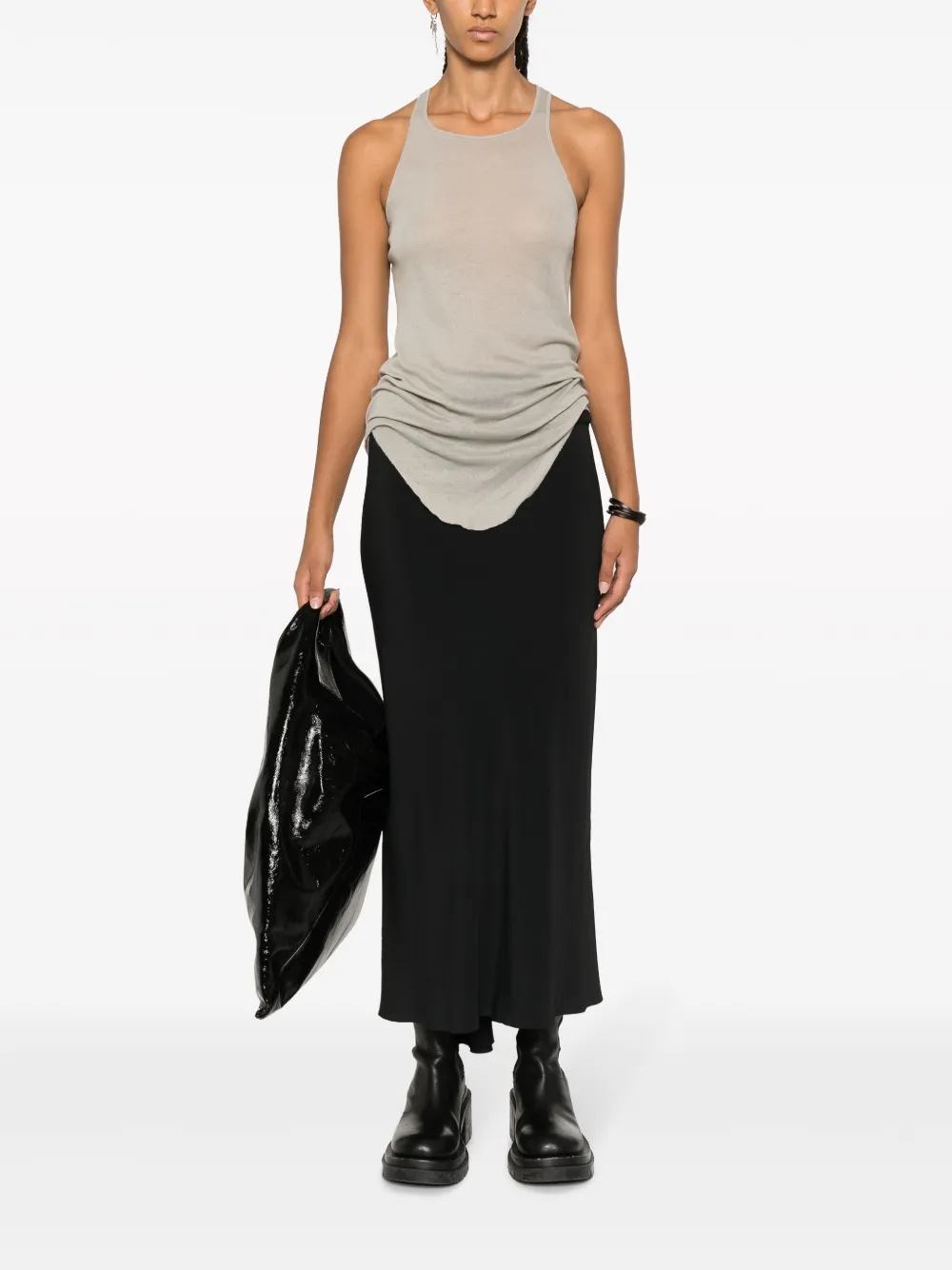 Rick Owens racerback ribbed-knit cotton tank top - Beige