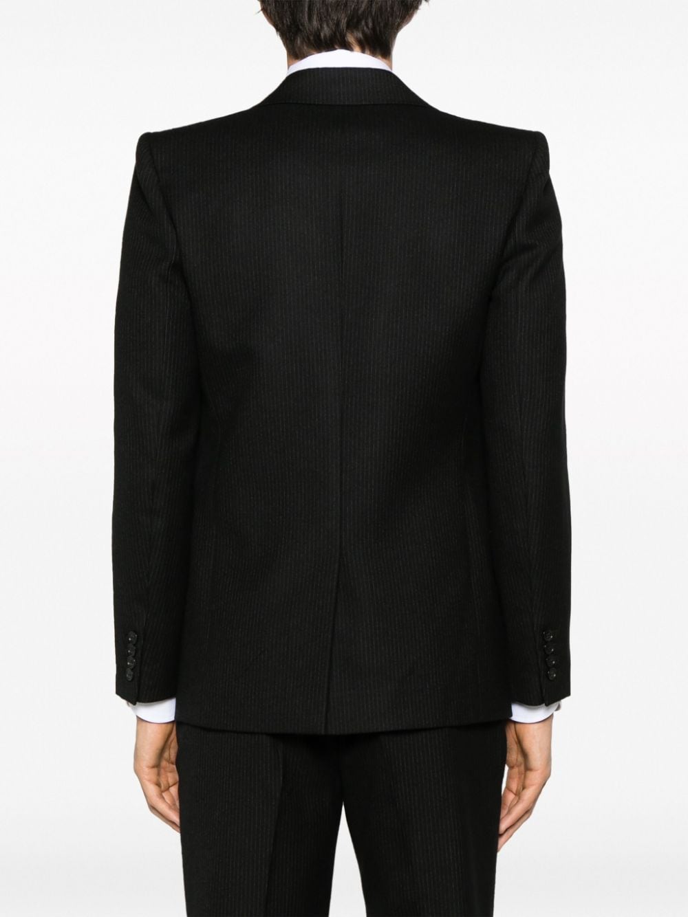 Shop Saint Laurent Pinstripe-pattern Wool Blazer In Schwarz