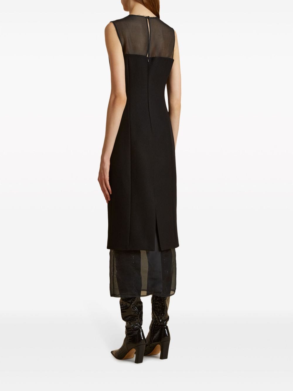 Shop Khaite The Dissa Sheer-panel Dress In Black