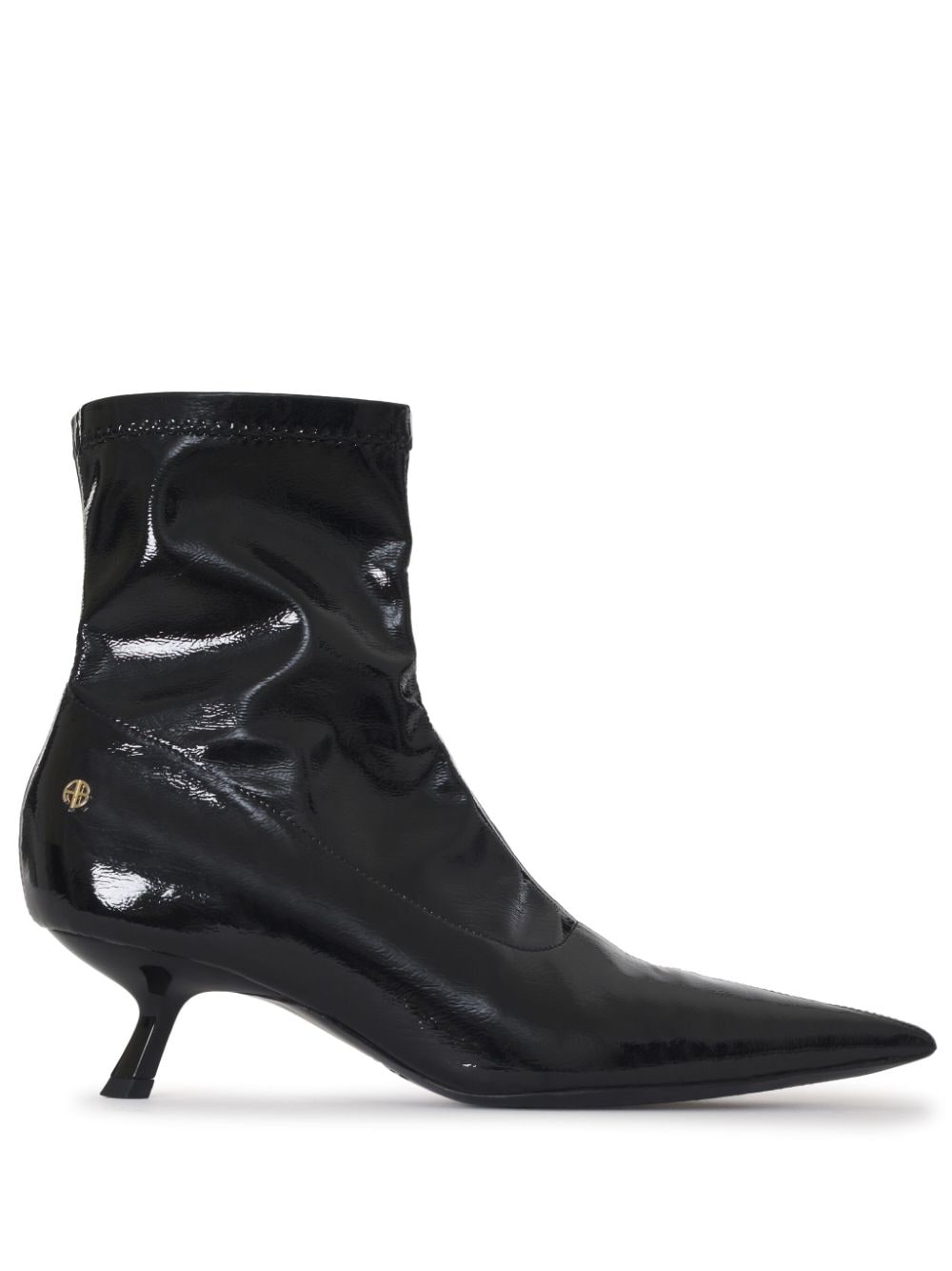 Shop Anine Bing Hilda High-shine Ankle Boots In Black