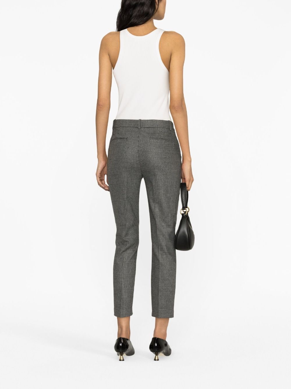 Shop Pinko Bello Checkered Slim-fit Trousers In Grey