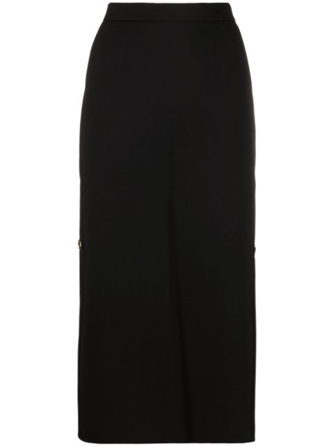 PINKO logo-engraved button high-waisted skirt