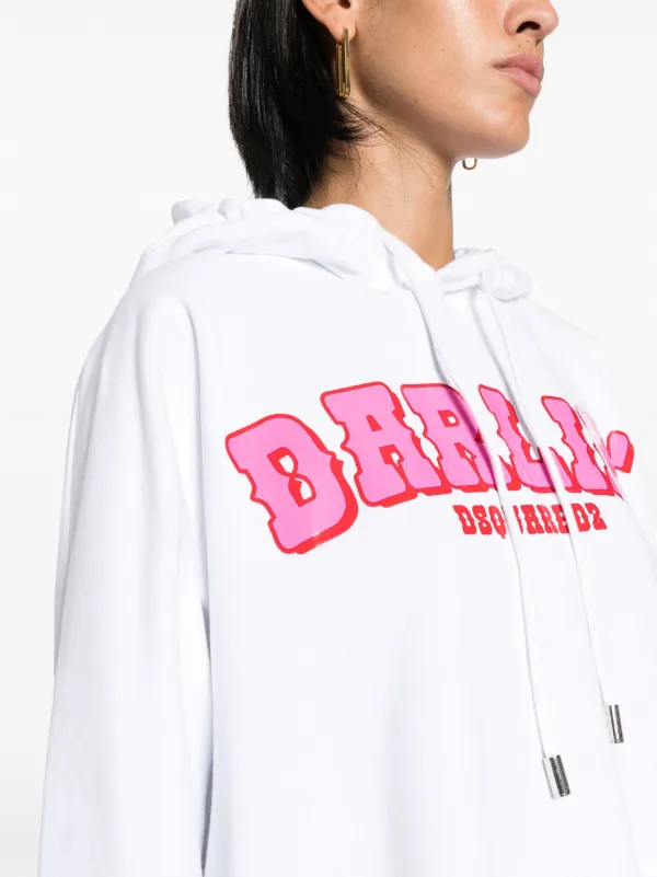 DSQUARED2 Darlin' logo-print Cotton Hoodie | White | FARFETCH CH