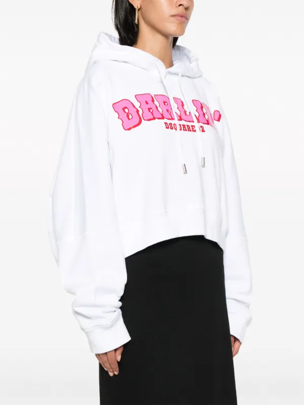 DSQUARED2 Darlin' logo-print Cotton Hoodie | White | FARFETCH CH