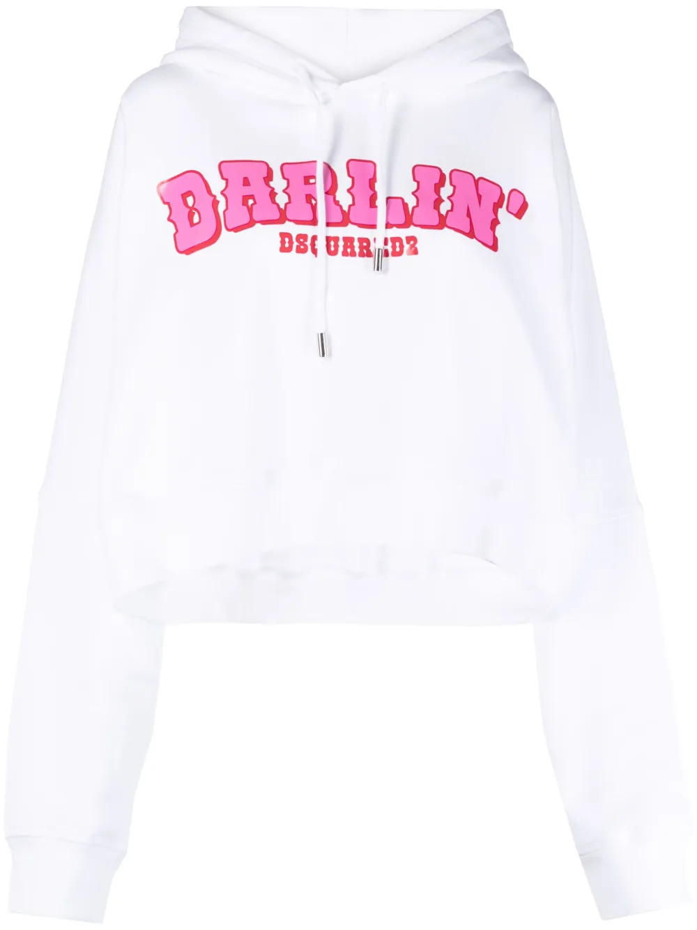 Dsquared2 Darlin‘ Logo印花棉连帽衫 In White