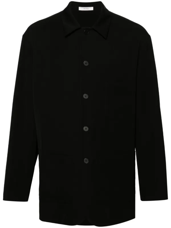 The Row Casey Wool Shirt | Black | FARFETCH