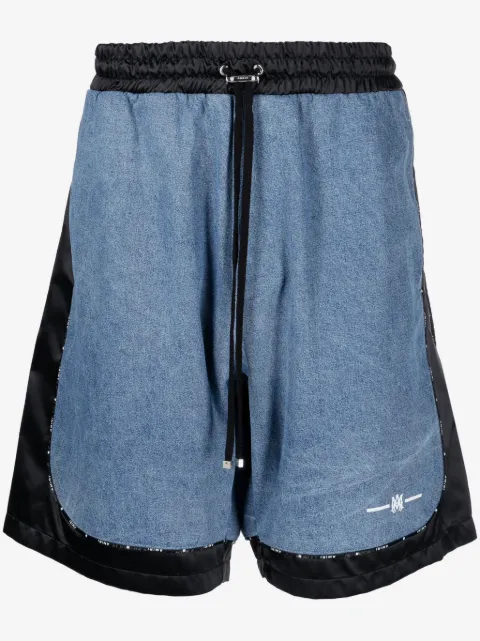 AMIRI denim-panelled track shorts