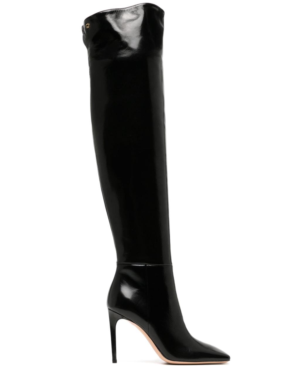 Gianvito Rossi Christina Cuissard 95mm Leather Boots In Schwarz