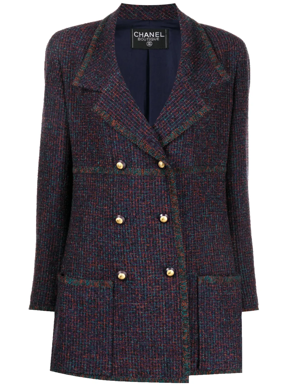 Pre-owned Chanel 1990-2000s Double-breasted Tweed Jacket In Purple