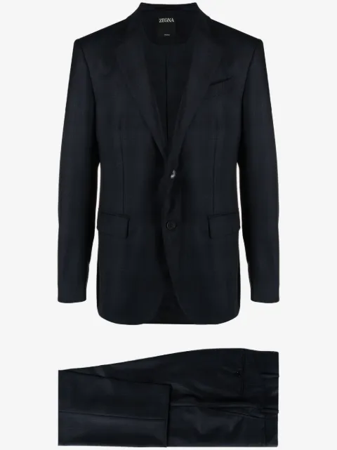 Zegna single-breasted checked wool suit