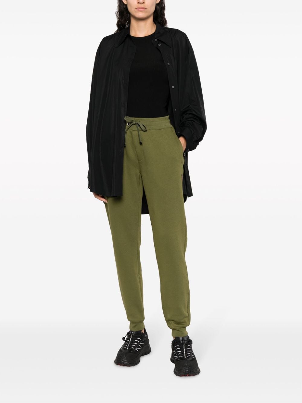 Shop Tommy Hilfiger Drawstring-waist Stretch-cotton Track Pants In Green