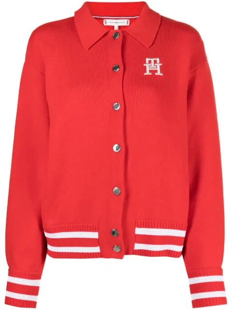 Tommy Hilfiger logo-embroidered ribbed-knit cardigan