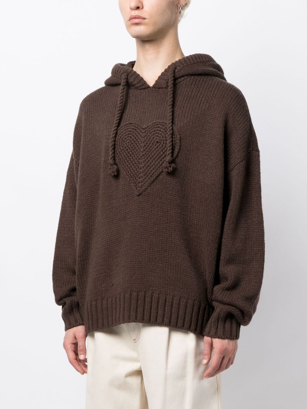 Shop Five Cm Knitted-construction Drawstring Hoodie In Brown