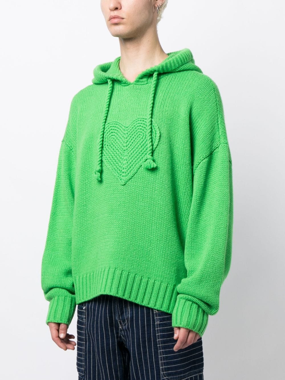 Shop Five Cm Knitted-construction Drawstring Hoodie In Green