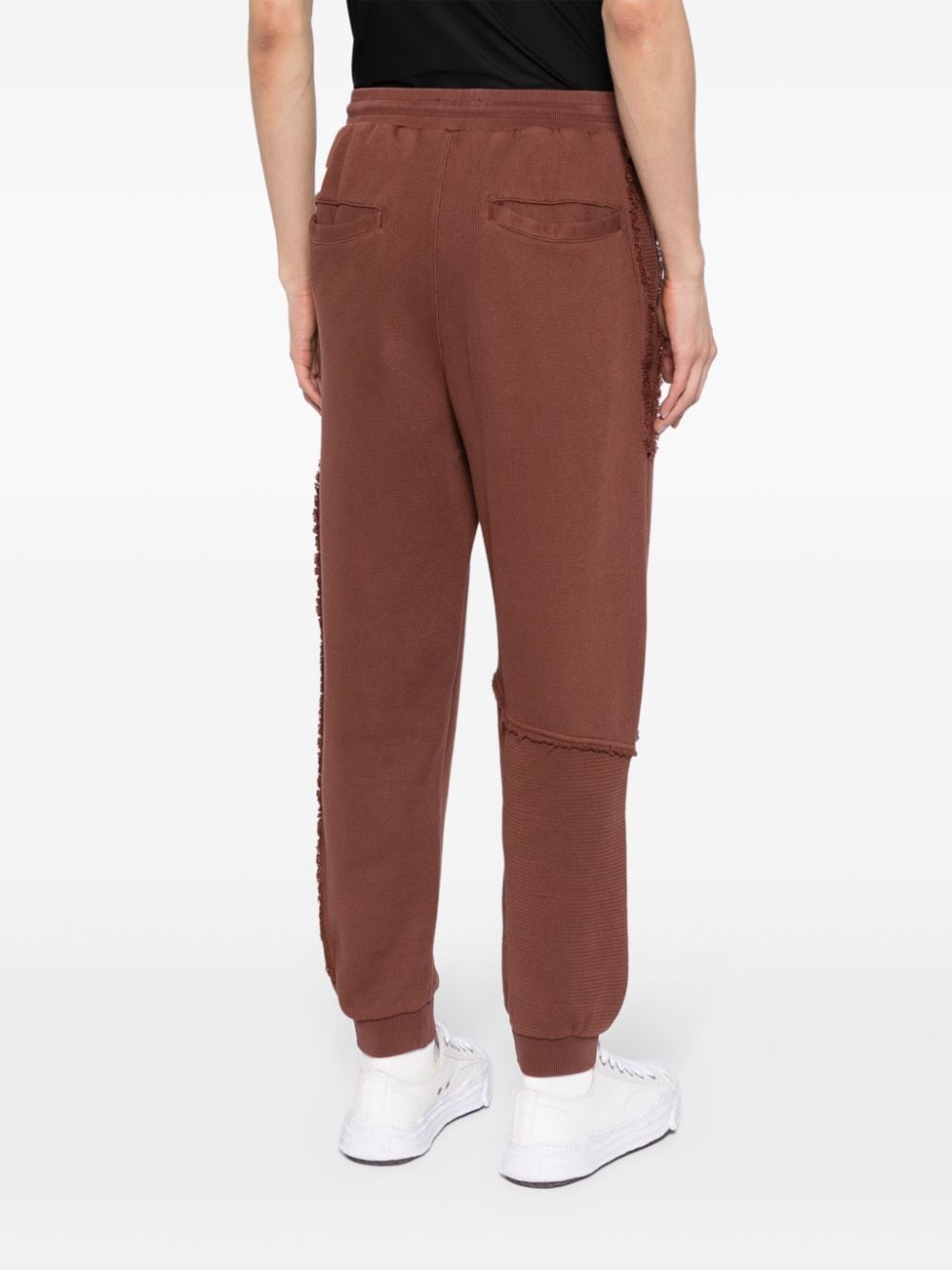 Shop Five Cm Frayed Drawstring Cotton Track Pants In Brown