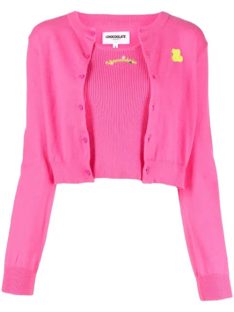 CHOCOOLATE logo-patch knitted cardigan (set of two)
