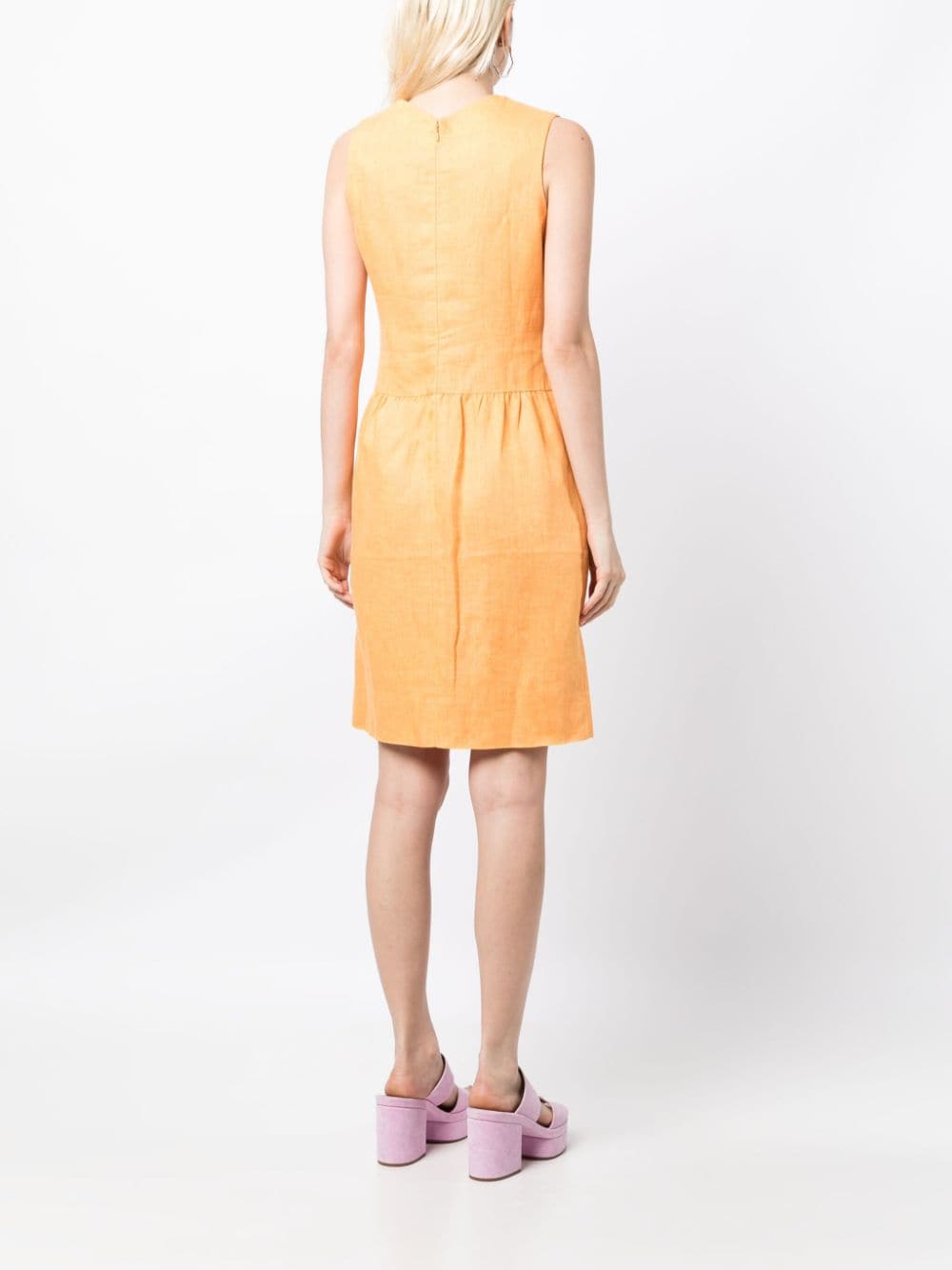 Pre-owned Chanel 1996 Cc-buttons Linen Sleeveless Dress In Orange