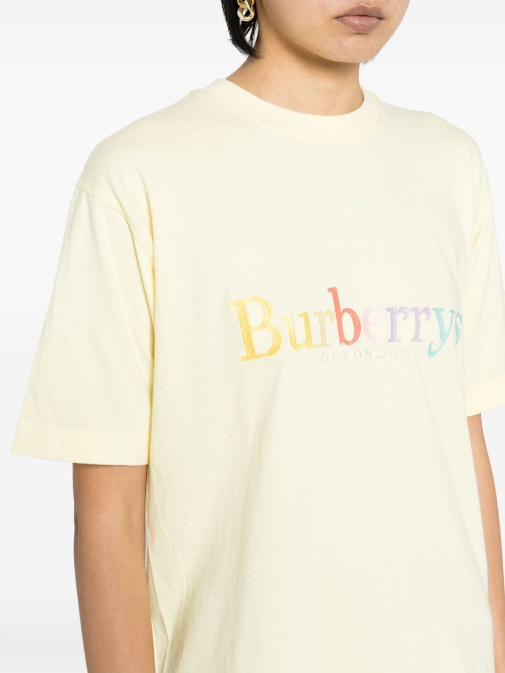 Pre-owned Burberry 1990-2000s Logo-embroidered Cotton T-shirt In Yellow