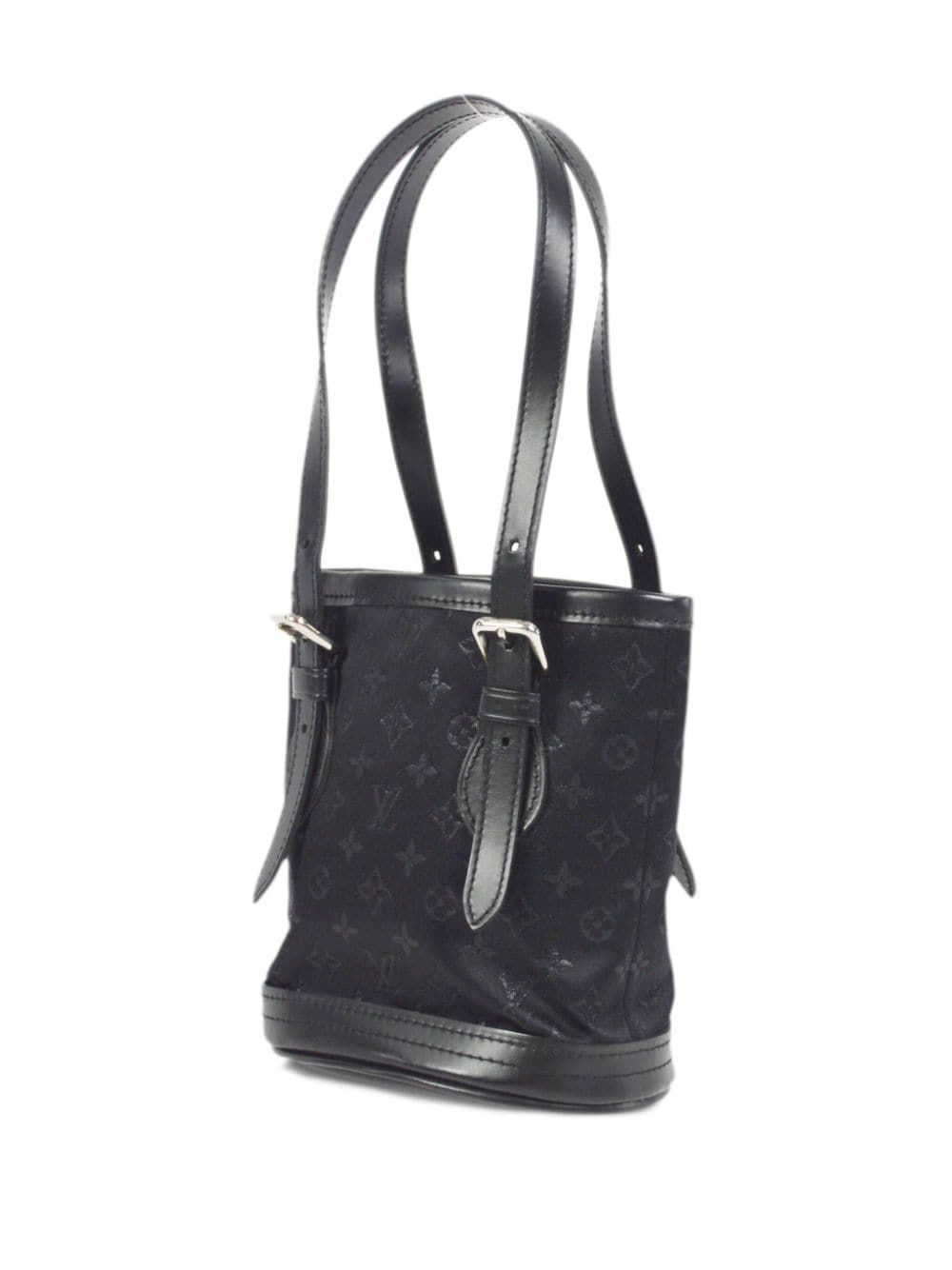 Louis Vuitton Black Monogram Satin Bucket Bag Mini QJB01H1XK9005