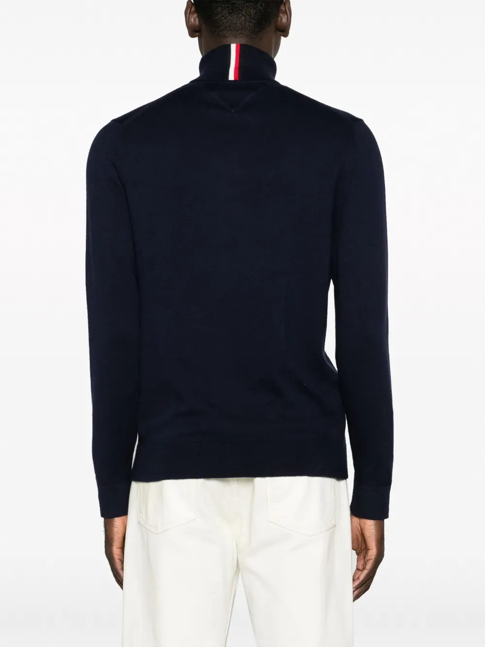 Tommy Hilfiger Flag Embroidered-logo Roll Neck Jumper In Blue
