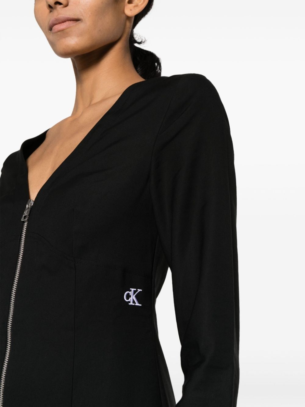 Shop Calvin Klein Jeans Est.1978 Logo-embroidered Minidress In Black