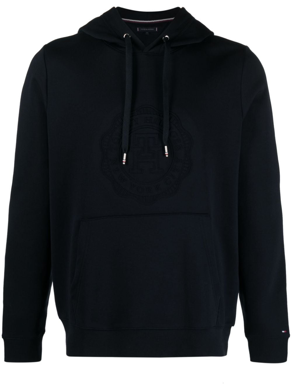 Tommy Hilfiger Logo-embroidered Long-sleeve Hoodie In Blue