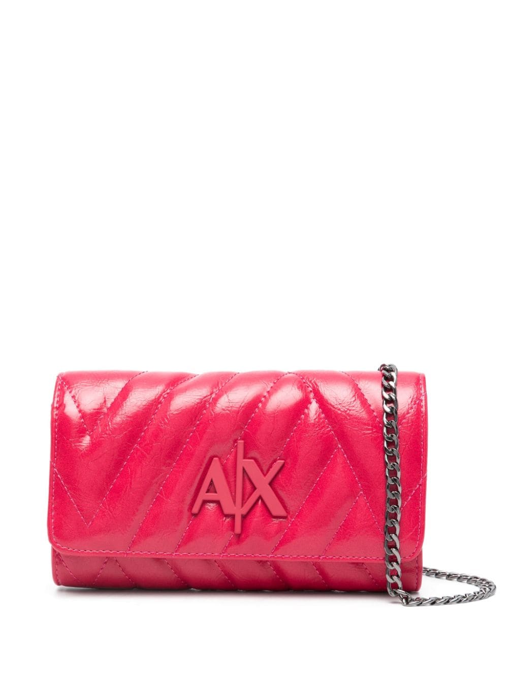 Armani Exchange Logo-plaque Quilted Crossbody Bag In Pink