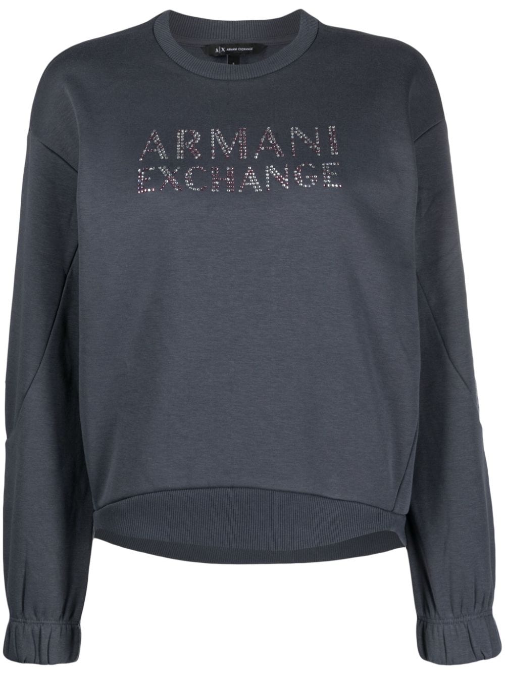 Armani Exchange Logo-embellished Crew-neck Sweatshirt In Blue