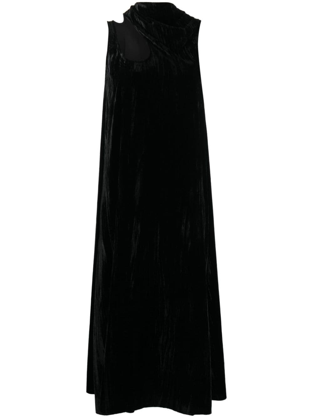 Low Classic Cut-out Velour Dress In Black