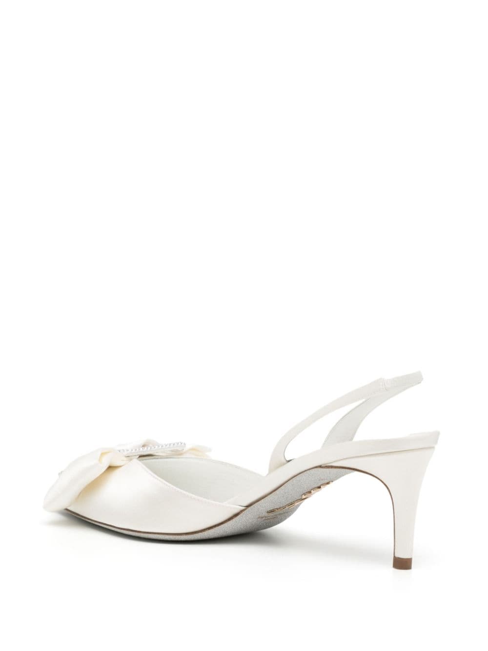 Shop René Caovilla 65mm Bow-detail Leather Sandals In White