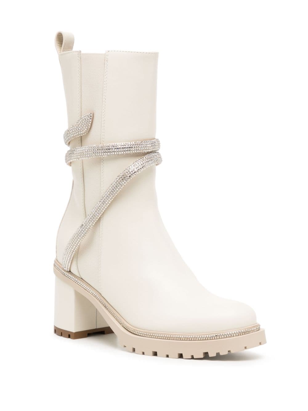 Shop René Caovilla Cleo 65mm Leather Boots In Neutrals
